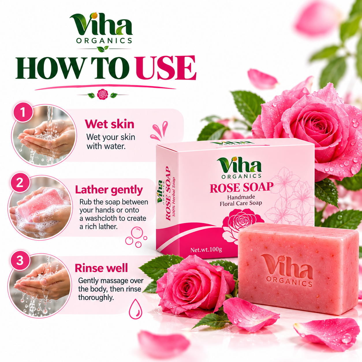 Organic Rose Soap 100 gm