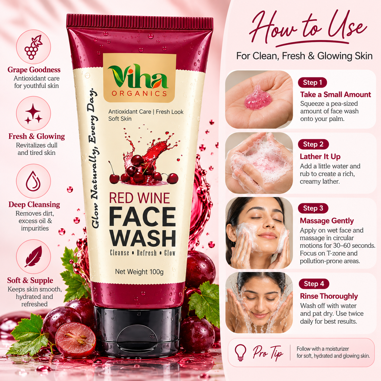 Red Wine Face Wash 100 gm