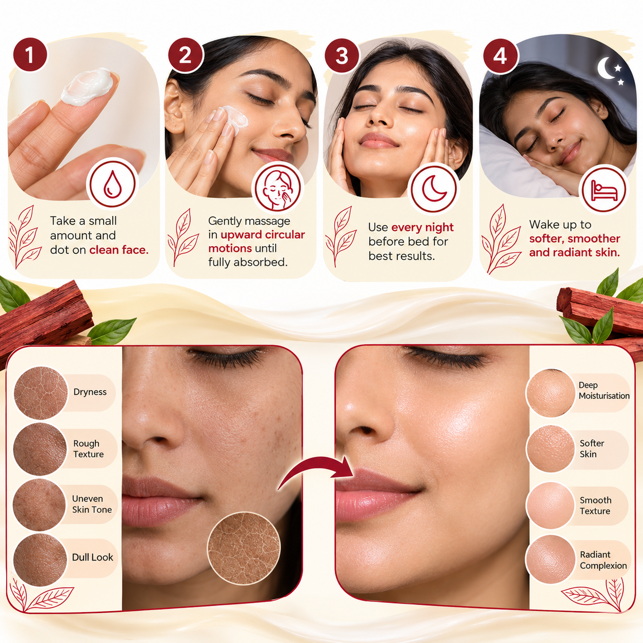 Red Sandalwood Night Cream 50 gm - alternate view